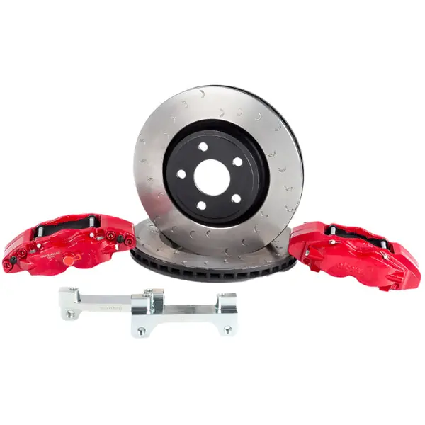 Alcon 2007+ Jeep JK 350x32mm Rotors 4-Piston Red Calipers Front Brake Upgrade Kit