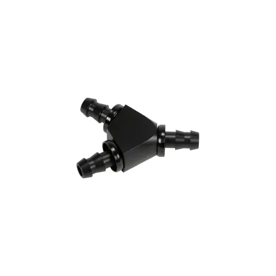 Fleece Performance Universal 3/8in Aluminum Y Barbed Fitting (For -6 Pushlock Hose) - Black Anodized