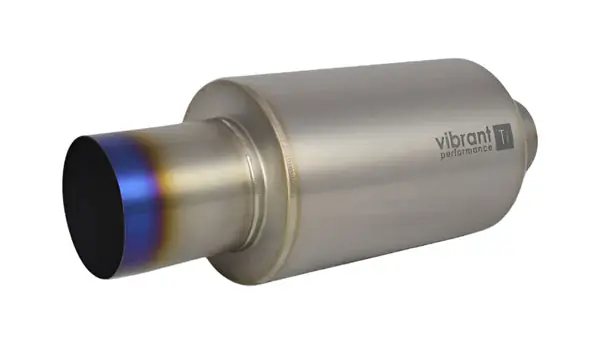 Vibrant Titanium Muffler w/Straight Cut Burnt Tip 2.5in. Inlet / 2.5in. Outlet
