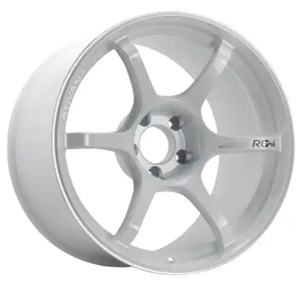 Advan TC4 18x9 +35 5-114.3 Racing White Metallic & Ring Wheel