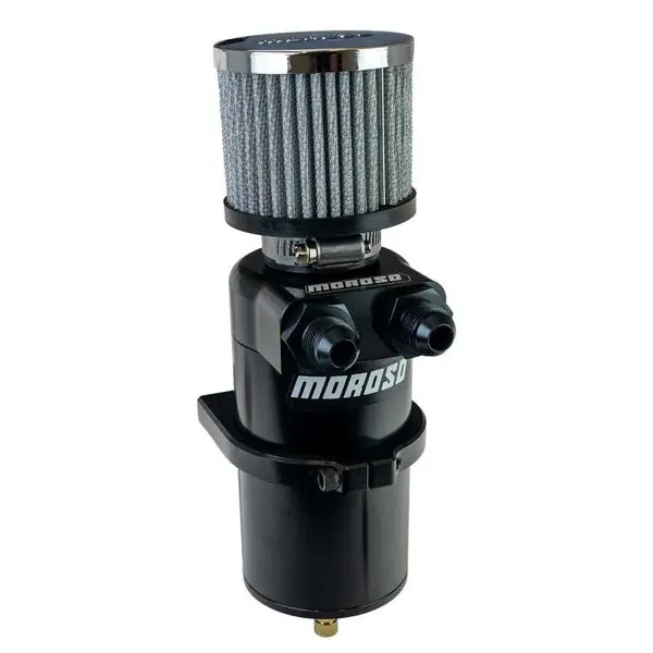 Moroso Dual Inlet -8AN Billet Breather Tank Catch Can - Black