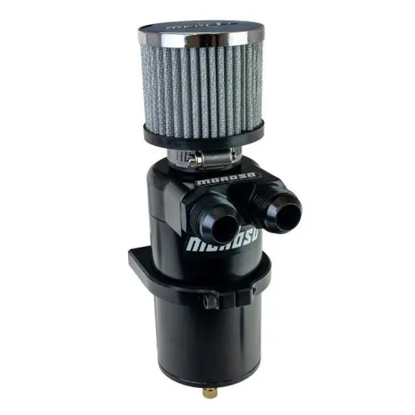 Moroso Dual Inlet -12AN Billet Breather Tank Catch Can - Black