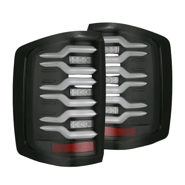AlphaRex 14-18 Chevrolet Silverado Luxx-Series LED Tail Lights Black w/Activ Light/Seq Signal
