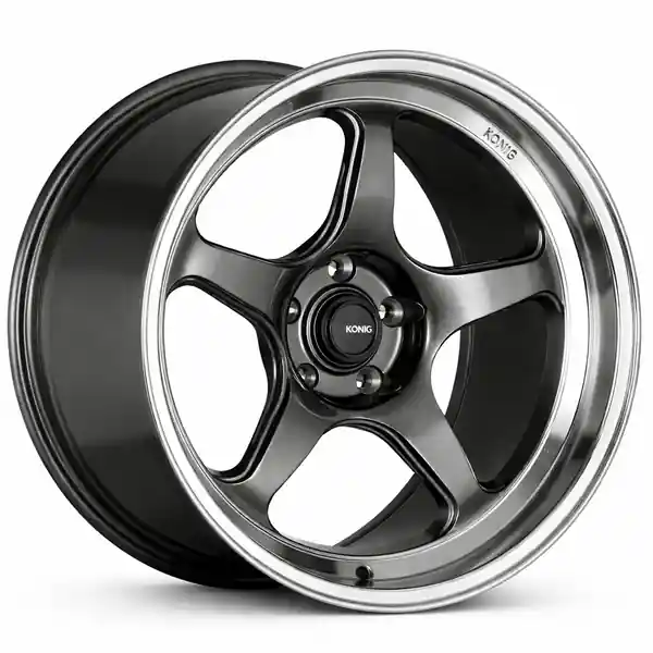 Konig Hyperspec 17x9 4x100 ET45 Anthracite Metallic Wheel w/ Mirror Machined Lip (Knurled Bead)