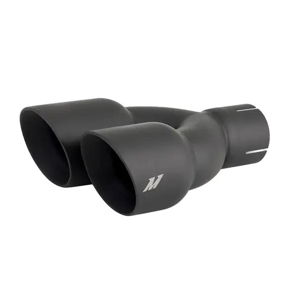 Mishimoto Dual Offset Tips 2.5in Inlet 3in Outlet Slash Cut - Black
