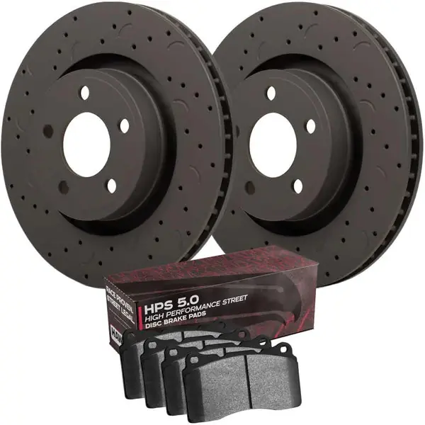 Hawk Talon Drilled & Slotted Rotor Set w/ HPS 5.0 Pads Audi A3 / VW