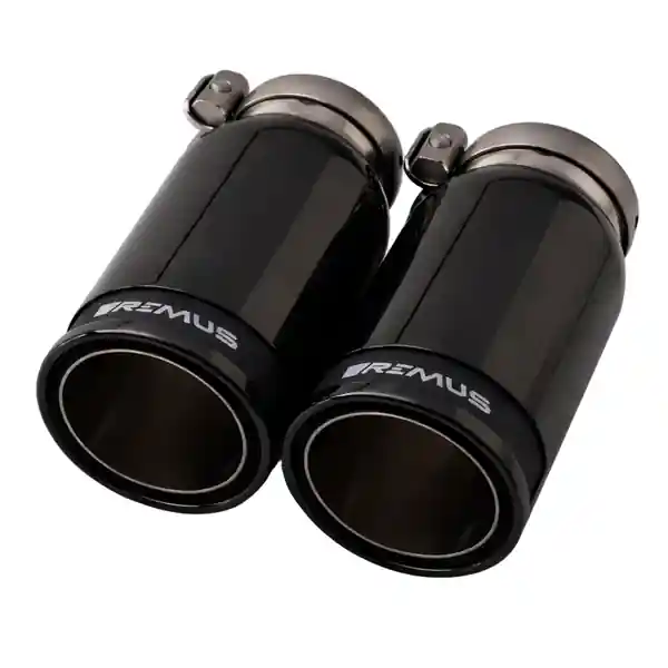 Remus Stainless Steel 84mm Black Chrome Straight w/Carbon Insert Tail Pipe Set (Pair)