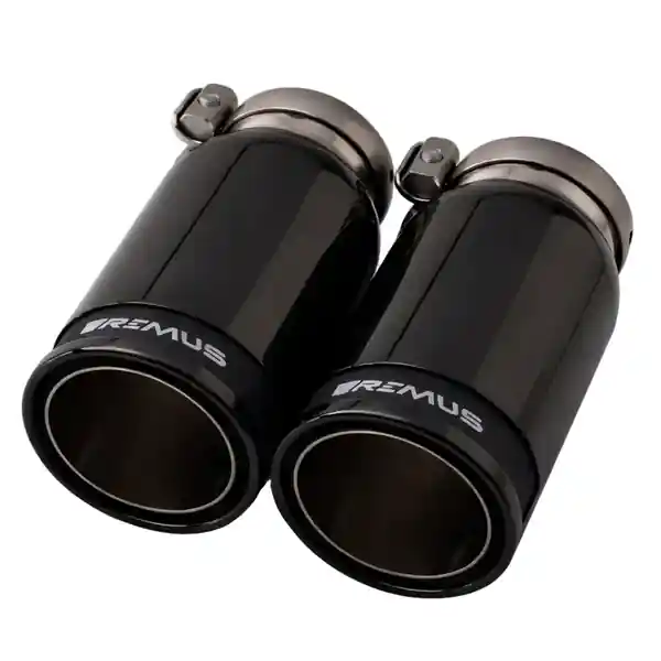 Remus Stainless Steel 98mm Black Chrome Straight w/Carbon Insert Tail Pipe Set (Pair)