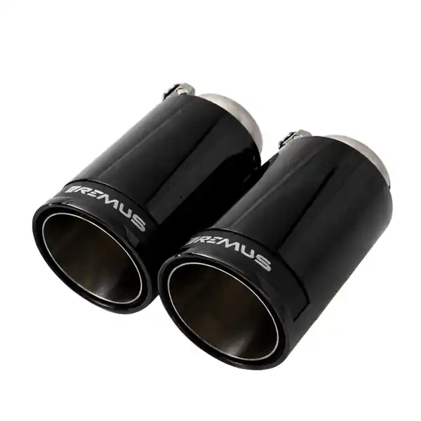 Remus Stainless Steel 98mm Straight Black Chrome w/Carbon Insert Tail Pipe Set (Quad Tips)