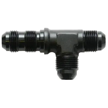 Vibrant -8AN Bulkhead Adapter Tee on Run Fittings - Anodized Black Only