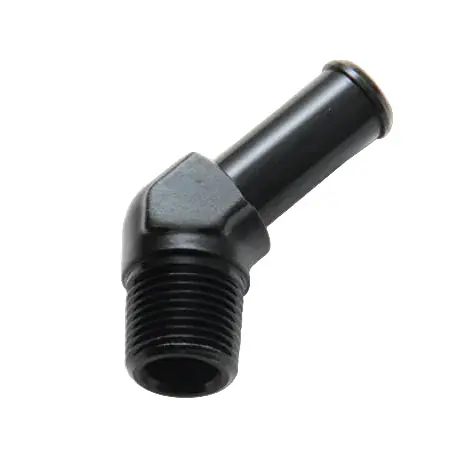 Vibrant 1/2in NPT to 1/2in Barb 45 Degree Fitting - Aluminum