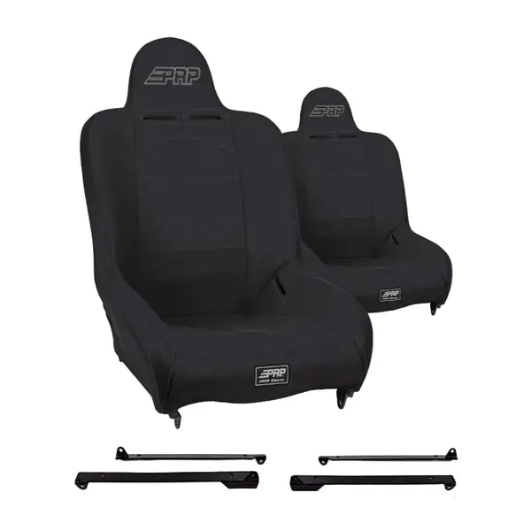PRP Premier High Back Suspension Seats Kit for Jeep Wrangler CJ7/YJ (Pair) - Black