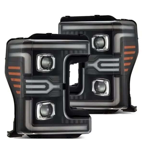 AlphaRex 17-19 Ford F-250/350/450/550 Super Duty LUXX-Series LED Proj Headlights Blk w/SS & SBDRL