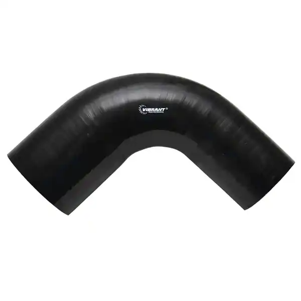 Vibrant 1.5in ID x 2in ID x 4in Long Gloss Black Silicone 90 Degree Transition Elbow