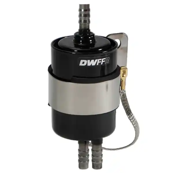DeatschWerks 10 Micron 3/8in Barb Fuel Filter Regulator w/ Stainless Steel Body - Black
