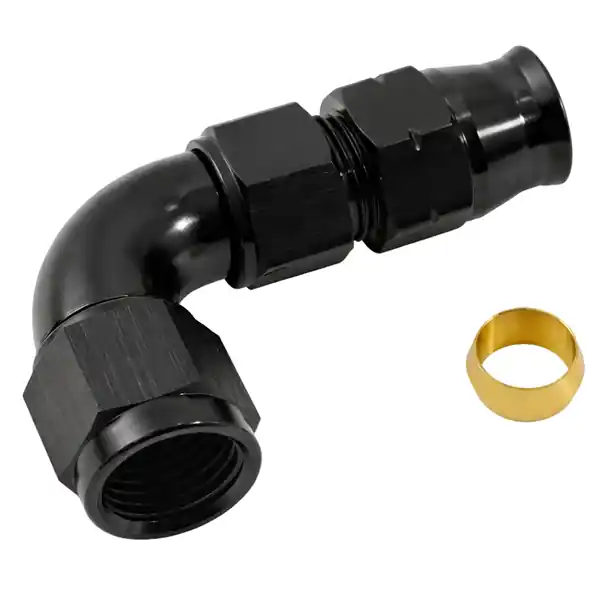Vibrant 1/2In Tube to -8AN Female 90 Degree Union Adapter Fitting w/ Olive Inserts