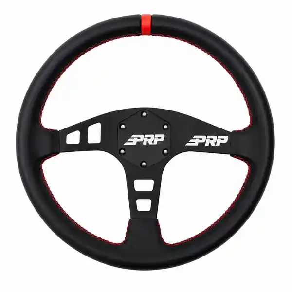 PRP Flat Leather Steering Wheel - Red