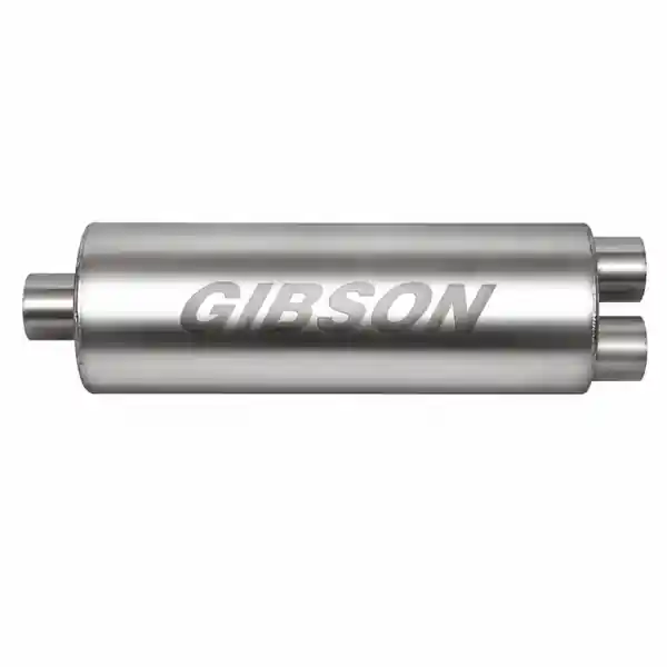 Gibson SFT Superflow Center/Dual Round Muffler Stainless 2.5" 6x16"