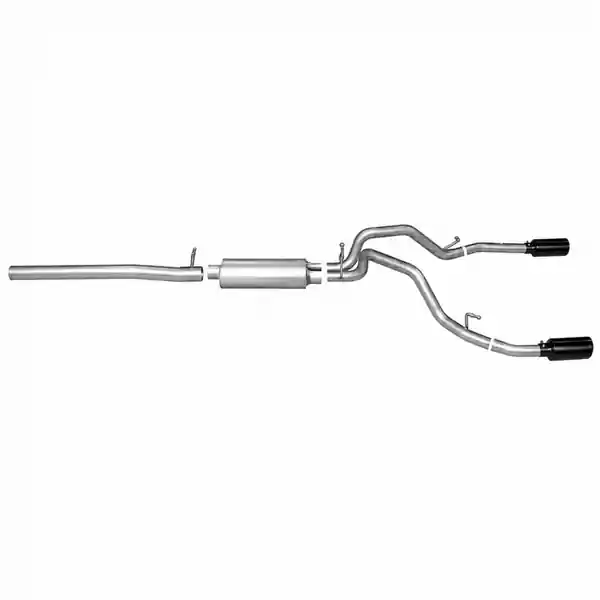Gibson 65677B Black Elite Cat-Back Dual Split Exhaust – 2015-2020 Cadillac Escalade ESV / GMC Yukon XL Denali 6.2L – Black Ceramic Tips