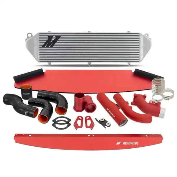 Mishimoto MMINT-GRC-23KSLRD Performance Intercooler Kit 2023 2024 2025 Toyota GR Corolla G16E-GTS Silver Intercooler Red Pipes