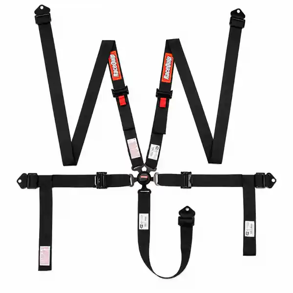 RaceQuip Camlock 5 Point 2In Auto Racing Harness Set / Pull-Down Lap / SFI 16.1 Seat Belt Set- Black