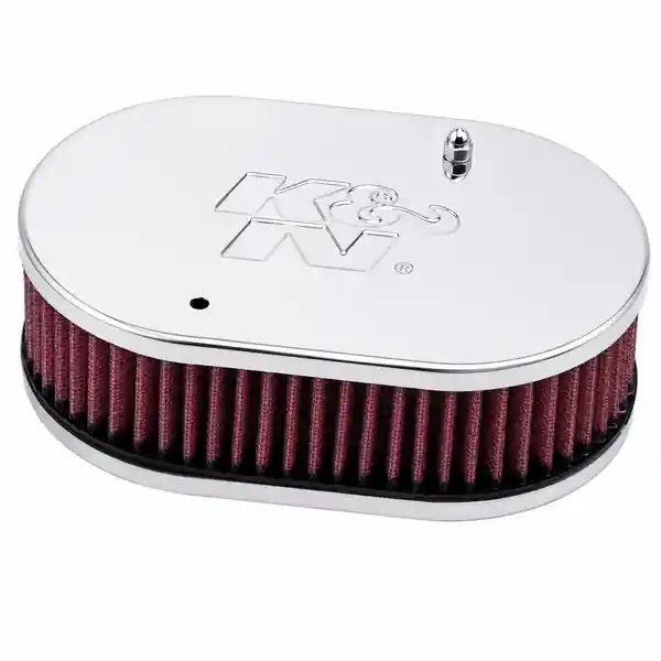 K&N Universal Custom Air Filter - Oval - Red - 51mm Neck Flange
