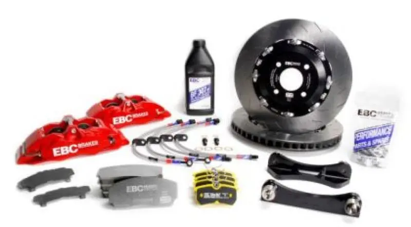 EBC Racing 99-04 Honda S2000 AP1 Red Apollo-4 Calipers 330mm Rotors Front Big Brake Kit (EBCBBK040RED-2)