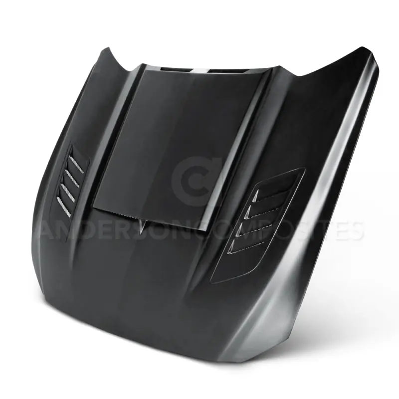 Anderson Composites 15-16 Ford Mustang (Excl. GT350/GT350R) Ram Air Fiberglass Hood (ANDAC-HD15FDMU-AB-GF)