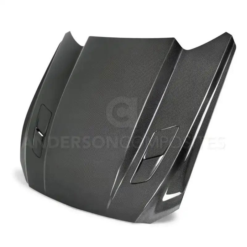Anderson Composites 15-17 Ford Mustang (Excl. GT350/GT350R) Double Sided Carbon Fiber Cowl Hood (ANDAC-HD15FDMU-CJ-DS)