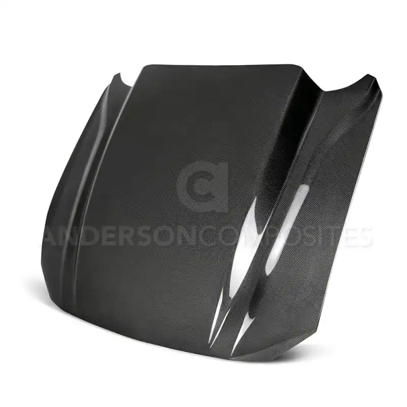 Anderson Composites 2018 Ford Mustang Double Sided Type-CJ 4in Carbon Fiber Cowl Hood (ANDAC-HD18FDMU-CJ-DS)