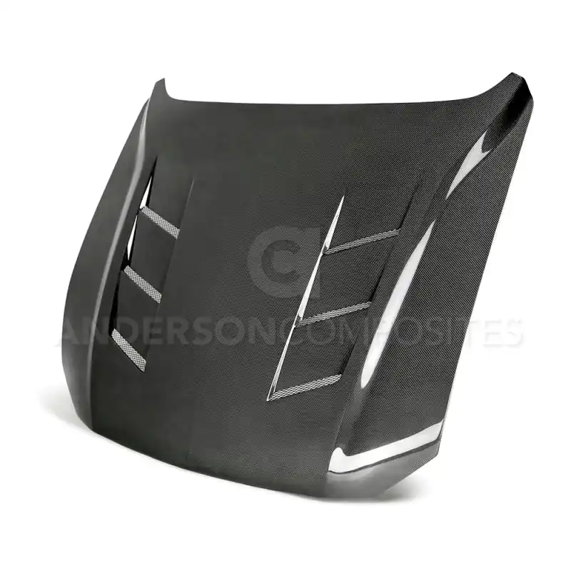 Anderson Composites 2018 Ford Mustang GT Type-SA Style Heat Extractor Double Sided Carbon Fiber Hood (ANDAC-HD18FDMU-SA-DS)