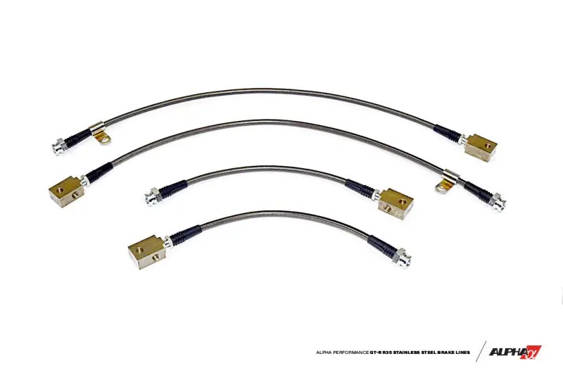 AMS Performance Alpha Short Route Style Stainless Steel Brake Lines (09-21 Nissan GT-R R35) (AMSALP.07.01.0001-2)