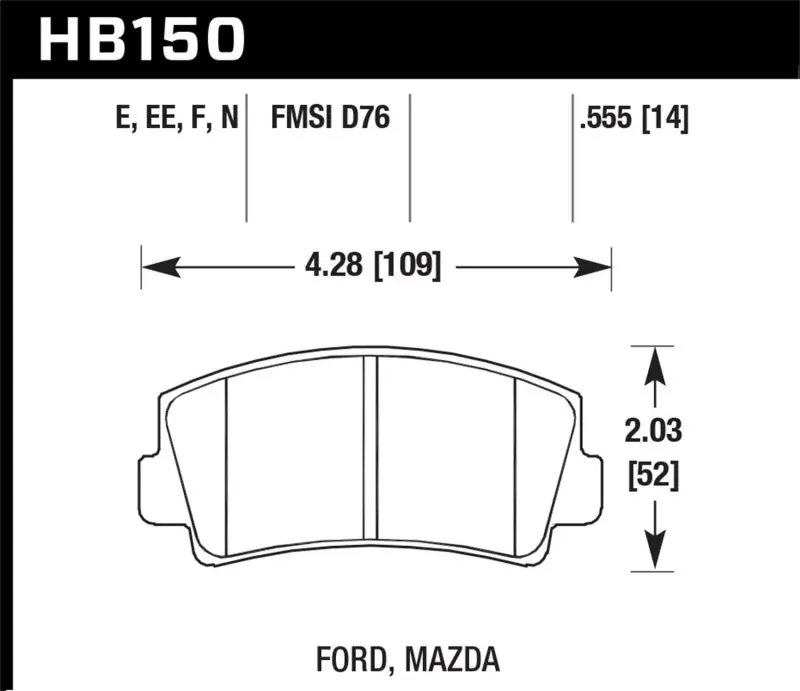 Hawk 79-84 Mazda B2000 / 70-74 RX-2 / 74-78 RX-4 / 79-85 RX-7 Blue 9012 Front Race Brake Pads (HAWKHB150E.555)