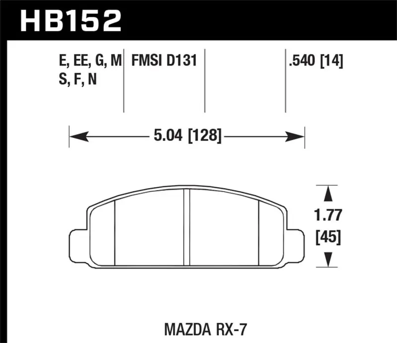 Hawk Mazda RX-7 HPS Street Front Brake Pads (HAWKHB152F.540)