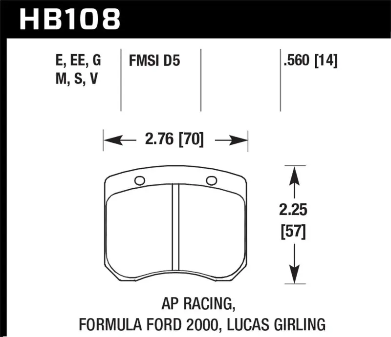 Hawk 1984-1986 Alfa Romeo GTV-6 2.5 HPS 5.0 Front Brake Pads (HAWKHB180B.560)