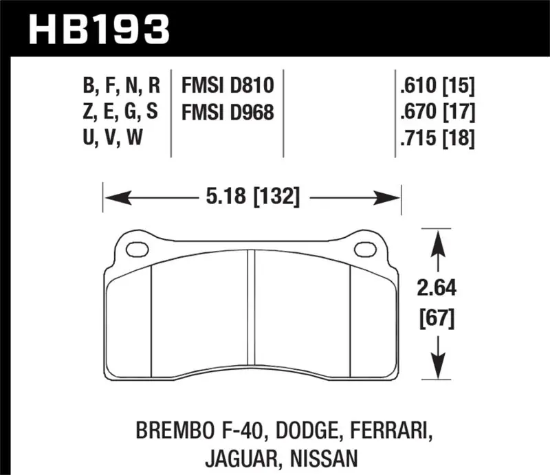 Hawk 09-11 Nissan GT-R HP+ Street Rear Brake Pads (HAWKHB193N.670)