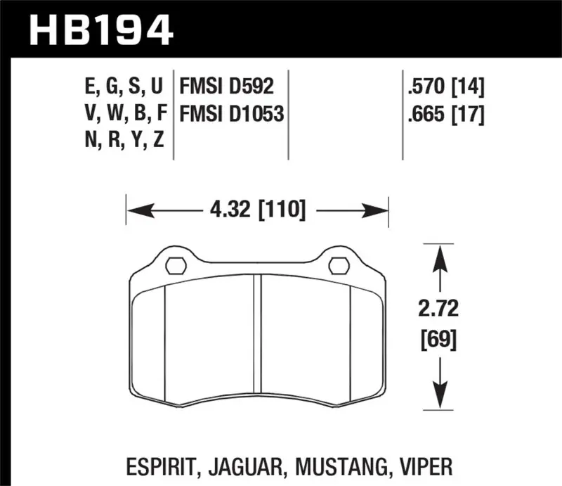 Hawk 2005-2005 Volvo S40 I HPS 5.0 Rear Brake Pads (HAWKHB194B.570)