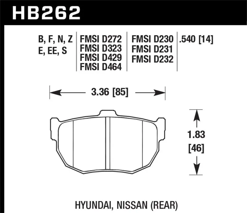 Hawk 89-97 Nissan 240SX HT-10 Race Rear Brake Pads (HAWKHB262S.540)