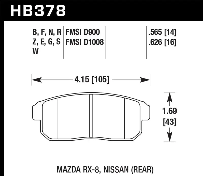 Hawk Mazda RX-8 / Nissan Track DTC-30 Race Rear Brake Pads (HAWKHB378W.565)