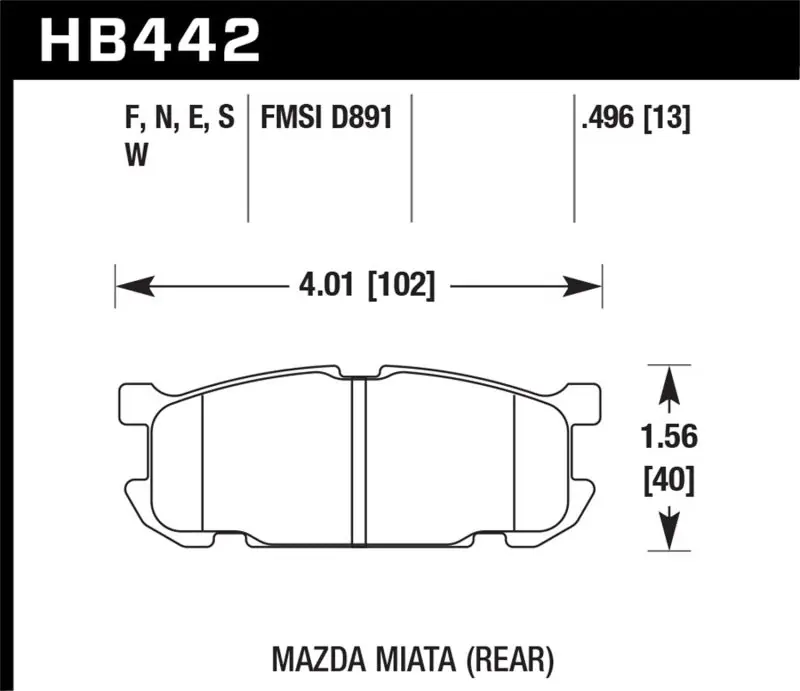Hawk 01-03 Mazda Miata Base/LS/SE Sport Suspension DTC-60 Rear Race Brake Pads (HAWKHB442G.496)