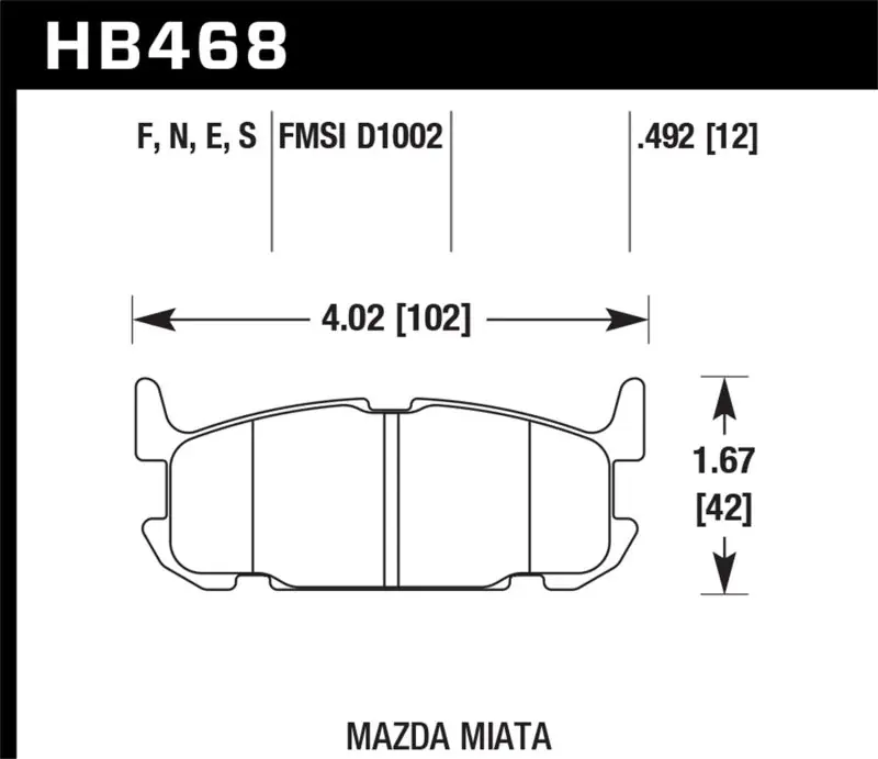 Hawk 04-05 Mazda Miata HT-10 Race Rear Brake Pads (HAWKHB468S.492)