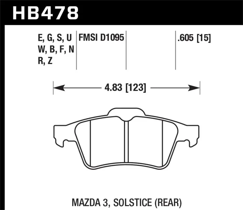Hawk 13-14 Ford Focus ST / Mazda/ Volvo HPS Street Rear Brake Pads (HAWKHB478F.605)