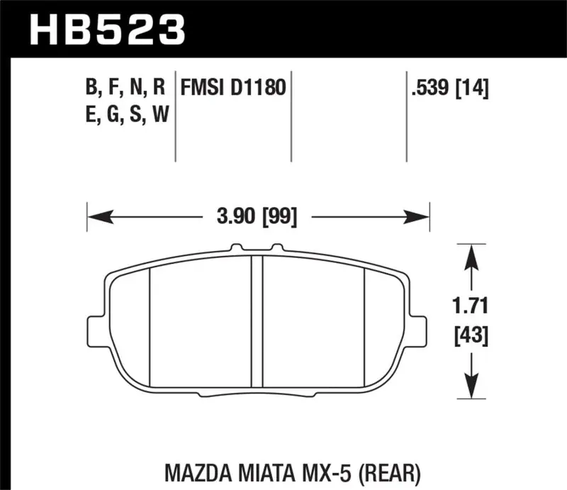 Hawk 06-10 Mazda Miata MX-5 DTC-30 Race Rear Brake Pads (HAWKHB523W.539)