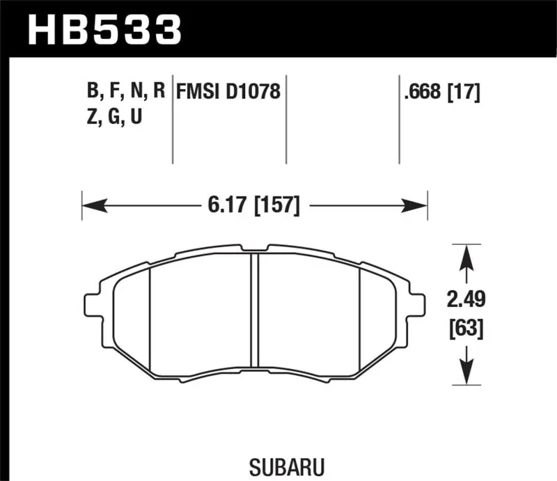 Hawk 2006-2007 Subaru B9 Tribeca Limited HPS 5.0 Front Brake Pads (HAWKHB533B.668)