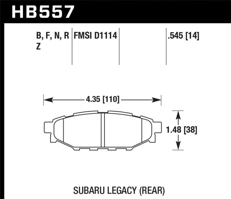 Hawk 08 WRX Rear Performance Ceramic Street Brake Pads (HAWKHB557Z.545)