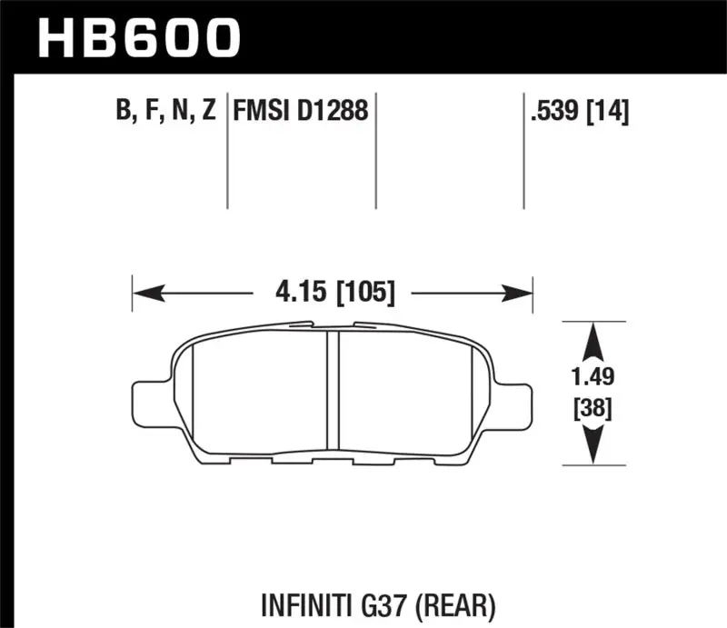 Hawk Infiniti G35 Sport/G37 / 08-10 Nissan Rogue / 07-09 Sentra SE-R / 10 Sentra SE-R M/T Performanc (HAWKHB600Z.539)