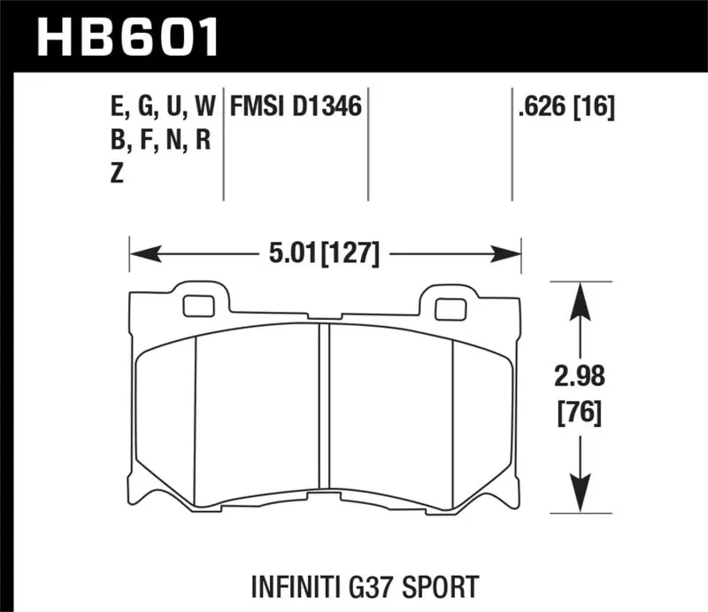 Hawk 10-11 Infiniti FX50 / 09-10 G37 / 09-10 Nissan 370Z DTC-70 Race Front Brake Pads (HAWKHB601U.626)