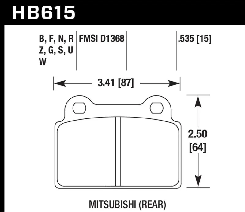 Hawk EVO X HP+ Street Rear Brake Pads (HAWKHB615N.535)