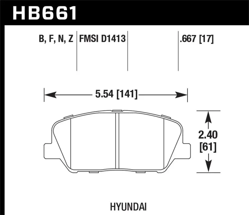 Hawk 10 Hyundai Genesis Coupe (w/o Brembo Breaks) HP+ Autocross Front Brake Pads (HAWKHB661N.667)