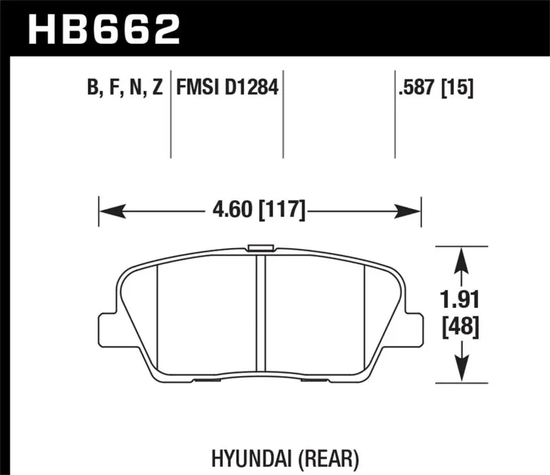 Hawk 10 Hyundai Genesis Coupe (w/o Brembo Breaks) HPS Street 15mm Rear Brake Pads (HAWKHB662F.587)